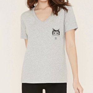 RARE Forever 21 shirt with cat in pocket